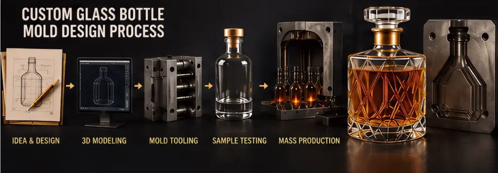 Custom glass bottle mold design and tooling process for spirits