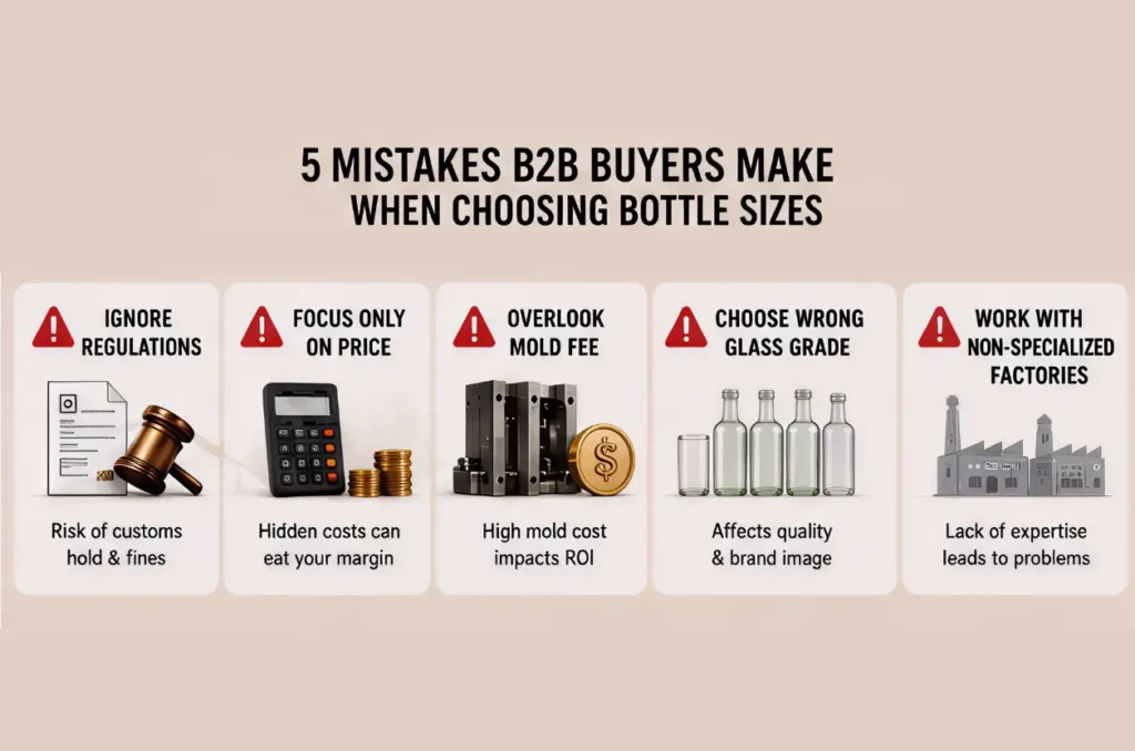 5 common mistakes when choosing liquor bottle sizes for B2B