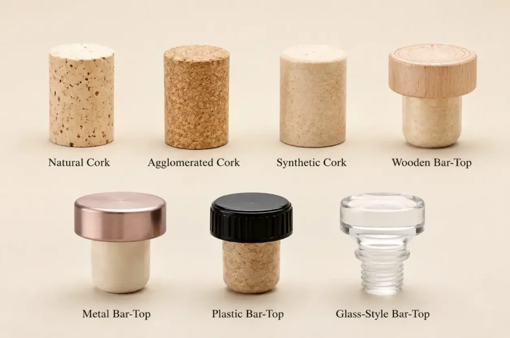 bar top cork materials including natural synthetic wooden metal and glass styles