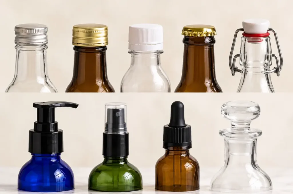 bottle closures including screw cap ROPP crown cap and glass stopper