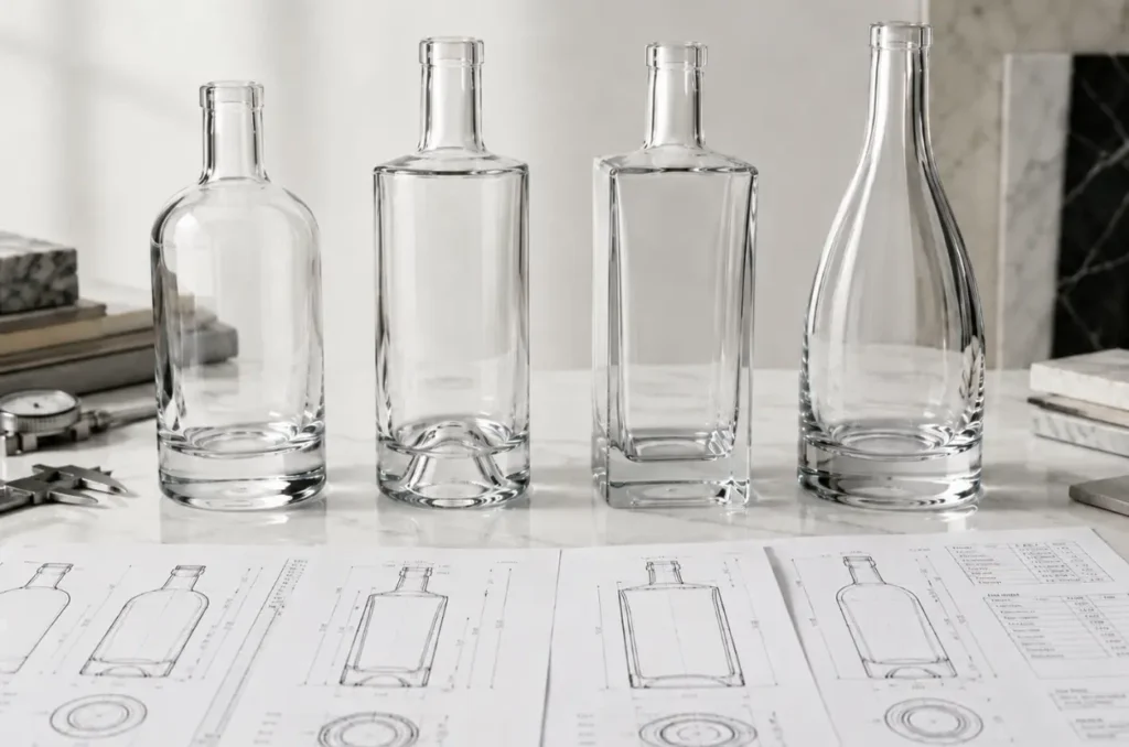 Glass bottle cost differences caused by bottle weight, base thickness, and body shape
