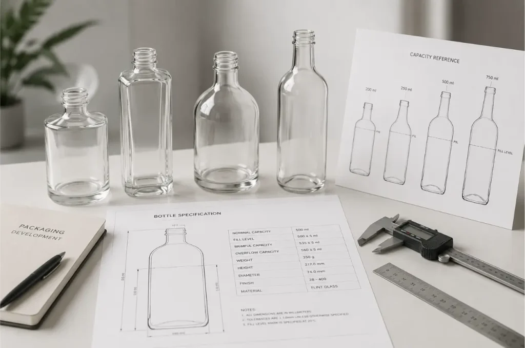 overflow capacity specification review for custom glass bottle design
