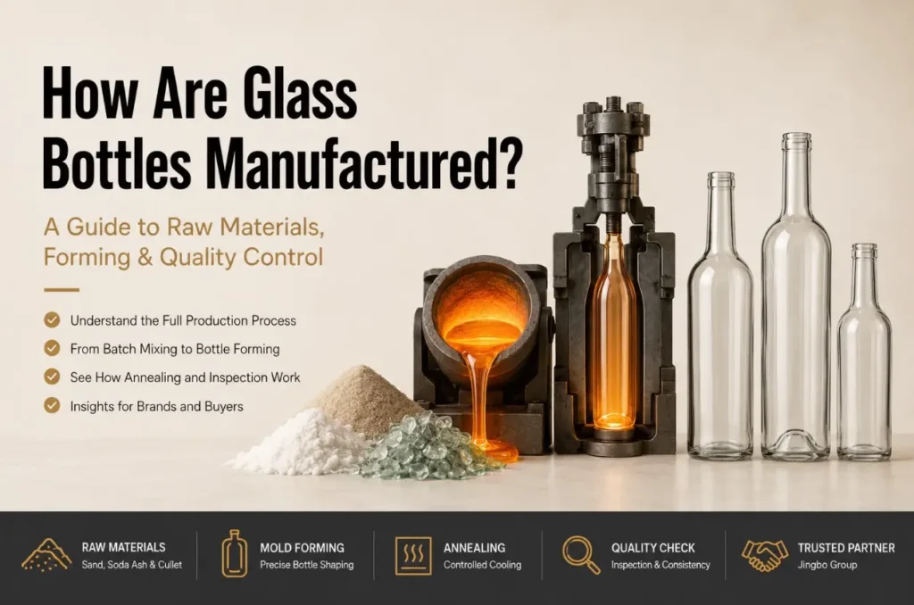 glass bottle manufacturing process from raw materials to finished bottles