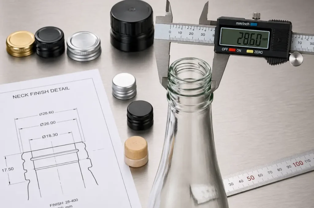 bottle neck size measurement for glass bottle closure fit