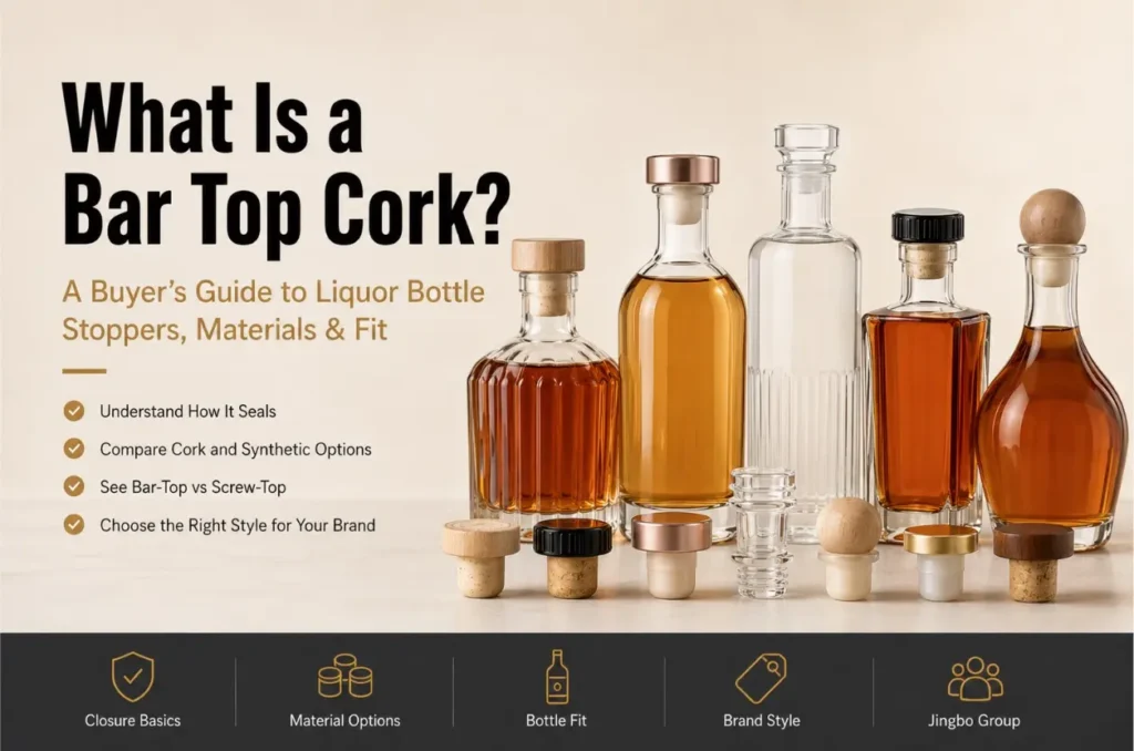 bar top cork styles for glass liquor bottles