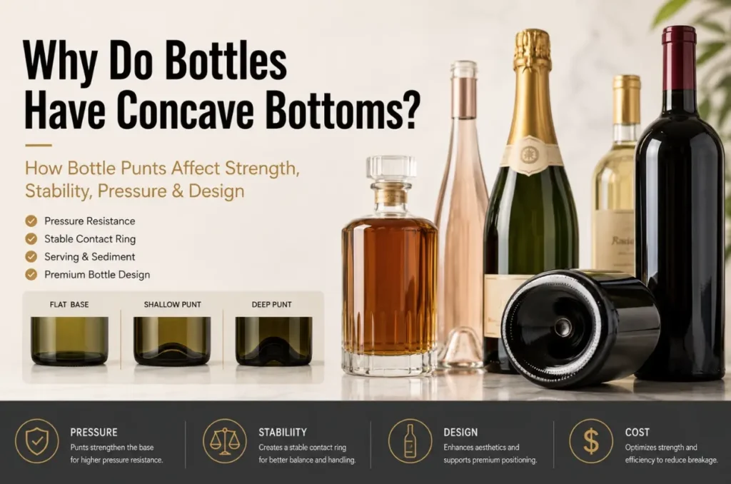 Why do bottles have concave bottoms and how a glass bottle punt works