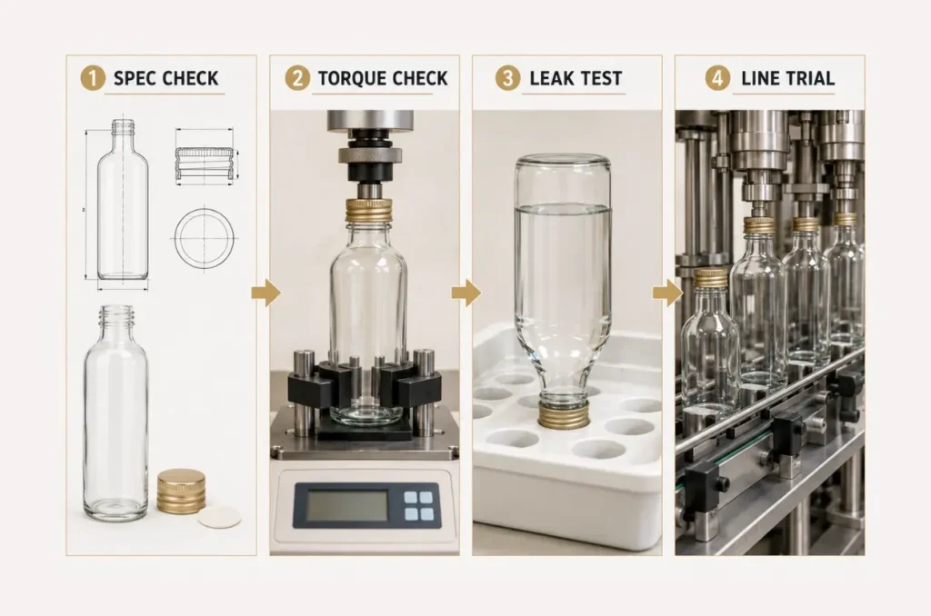 glass bottle and cap compatibility testing before production