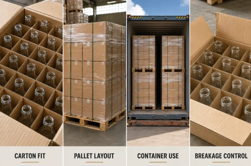 glass bottle sourcing costs affected by carton fit pallet layout and container utilization