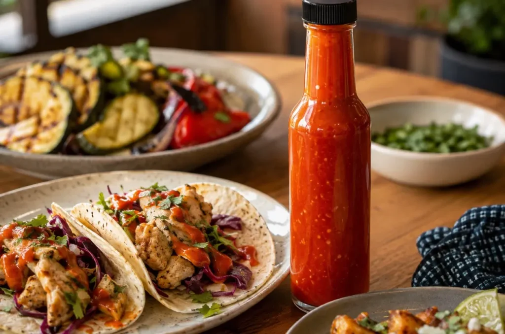 glass hot sauce bottle preserving hot sauce flavor and aroma in an everyday dining scene