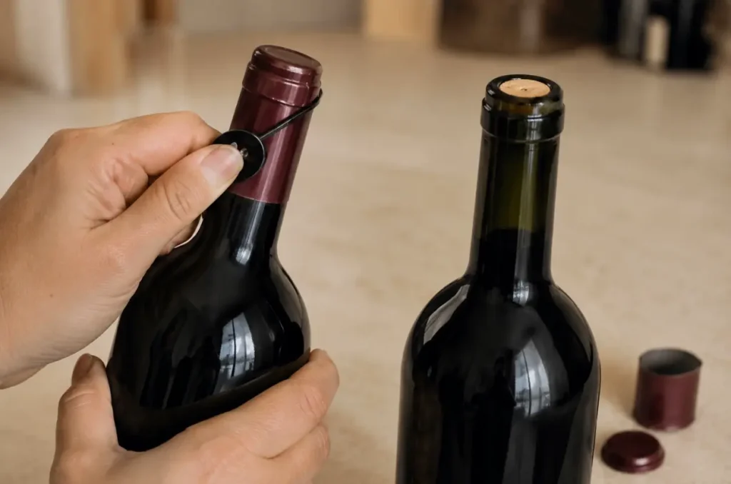 wine bottle foil cork and neck