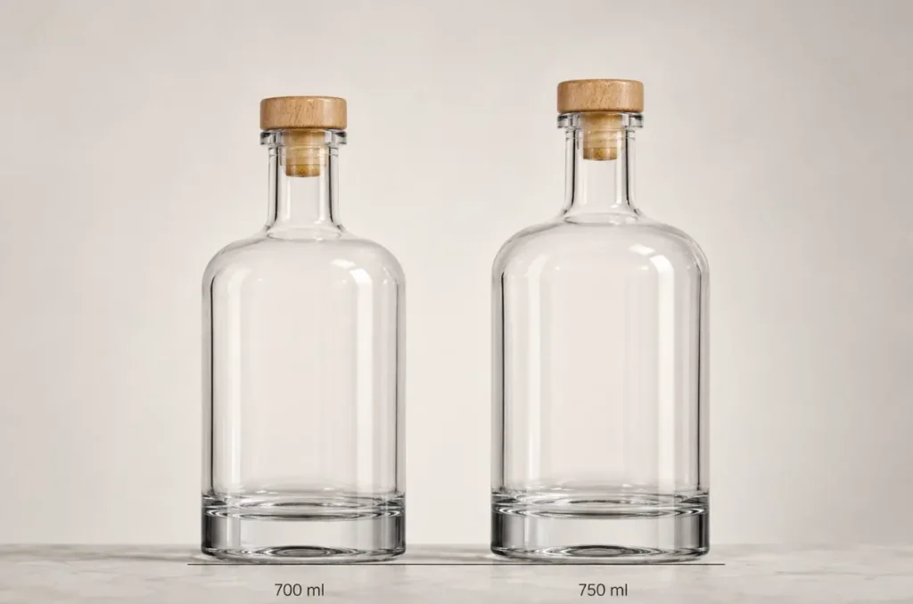 700ml and 750ml liquor bottle size comparison