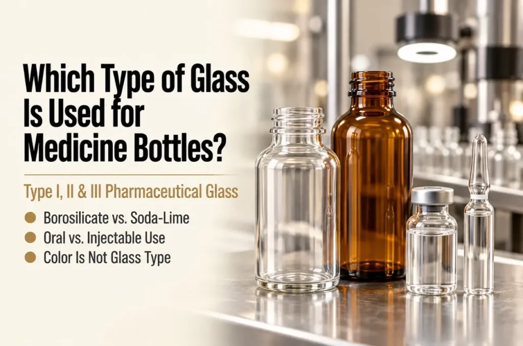 Type I, Type II and Type III glass used for medicine bottles