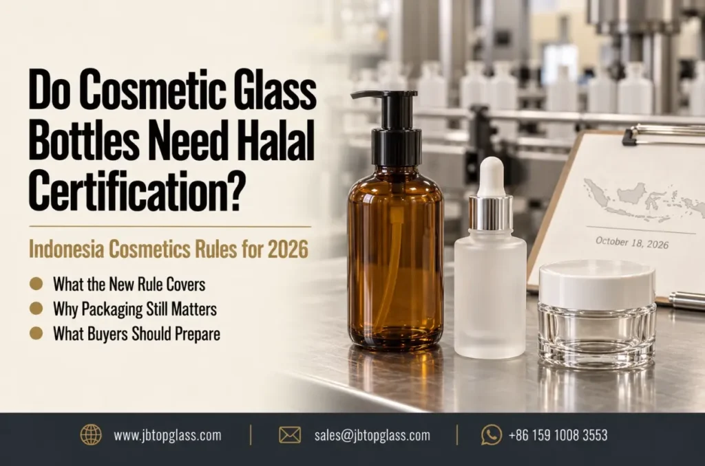 cosmetic glass bottles and Indonesia halal cosmetics 2026 packaging requirements