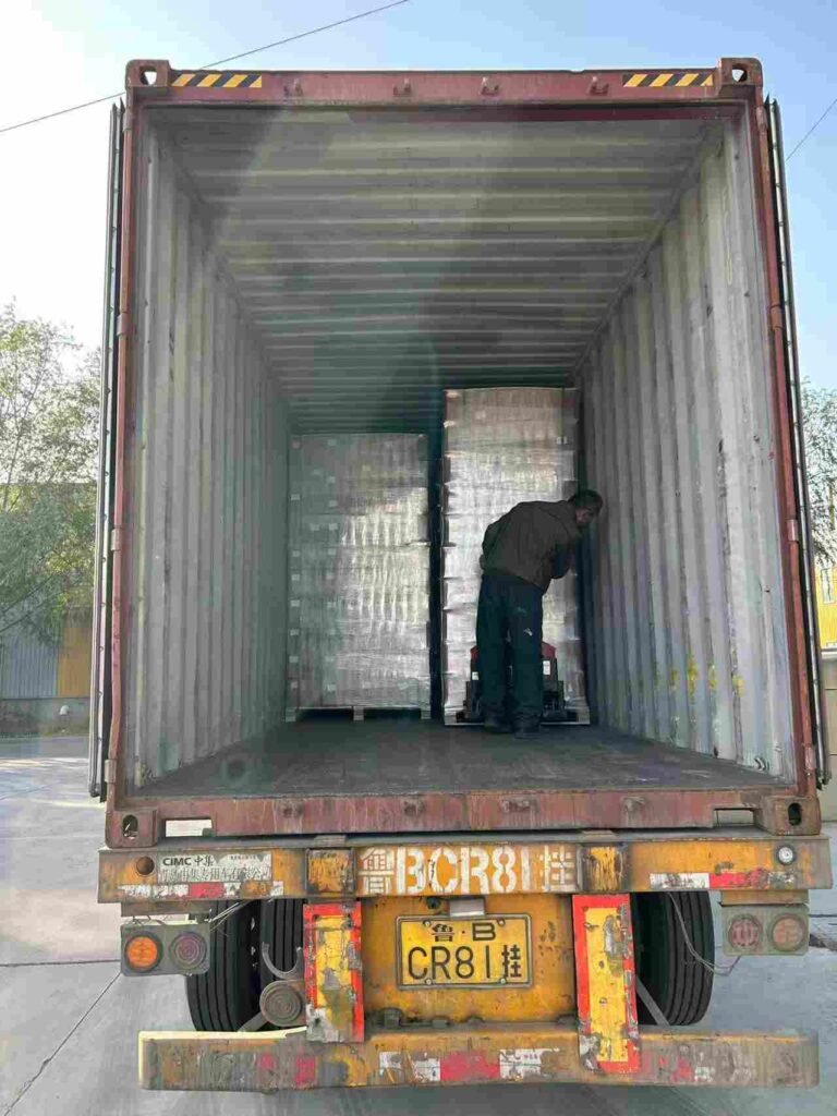 Worker Checking Cargo Inside Container