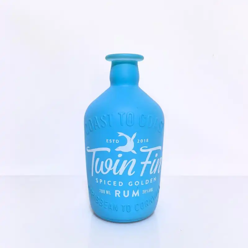 700ml Blue Rum Bottle with Embossed Logo