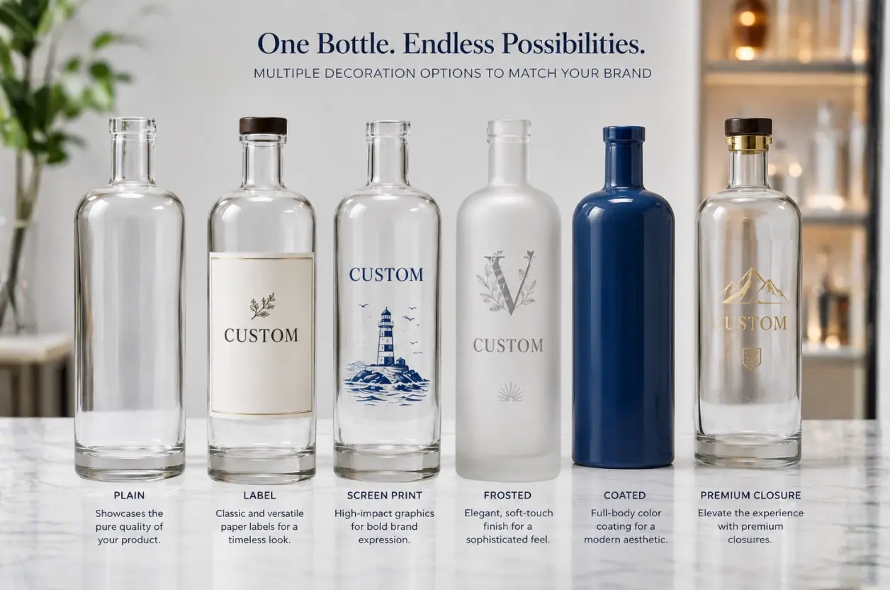 glass bottle decoration samples for distributors and wholesale buyers