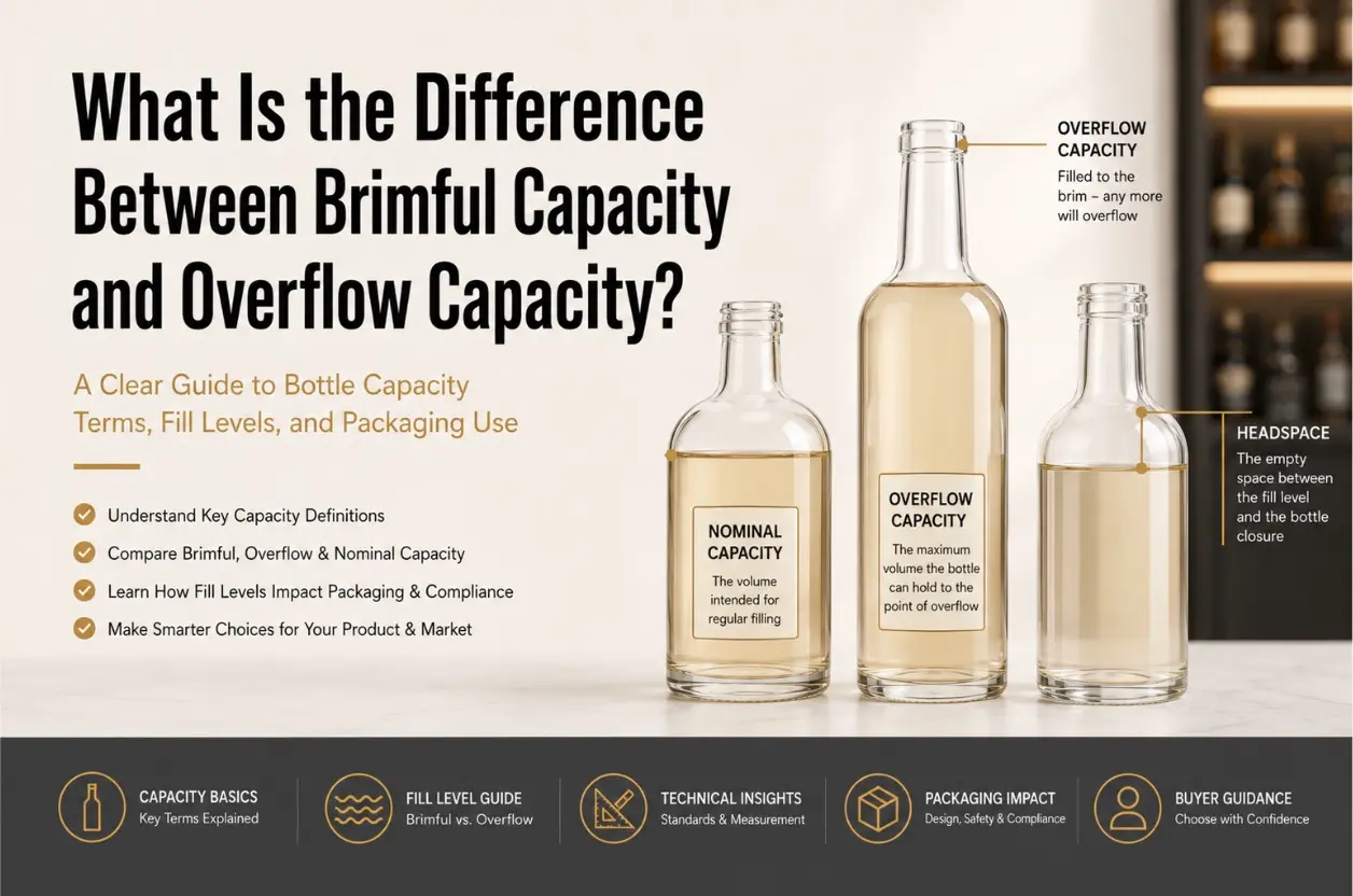 overflow capacity and brimful capacity comparison for glass bottles
