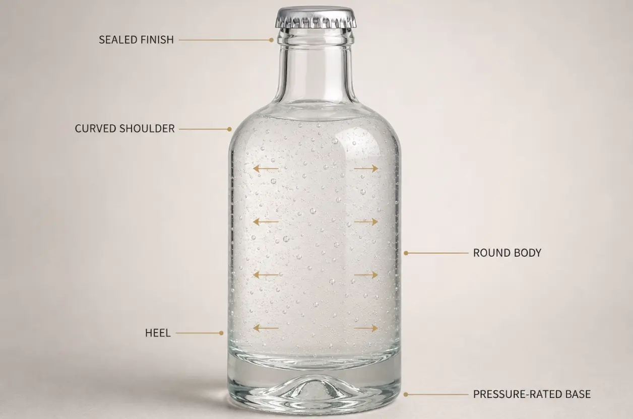 Pressure-Rated Glass Bottle for Sparkling Water