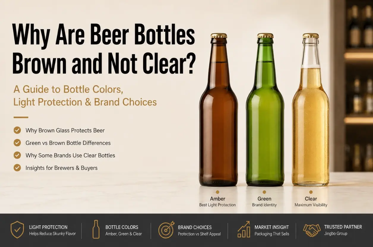 brown beer bottles compared with green and clear beer bottles