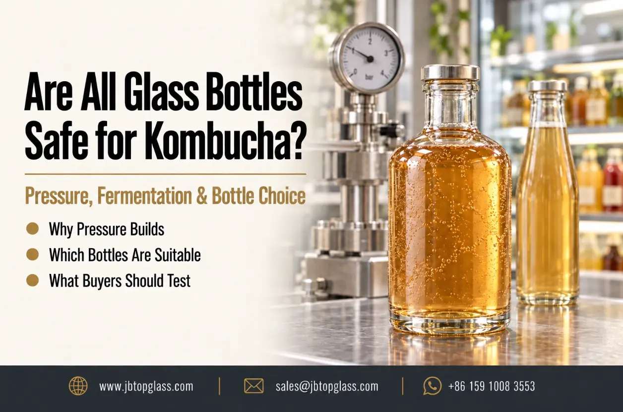 Pressure-rated glass bottle used for kombucha packaging