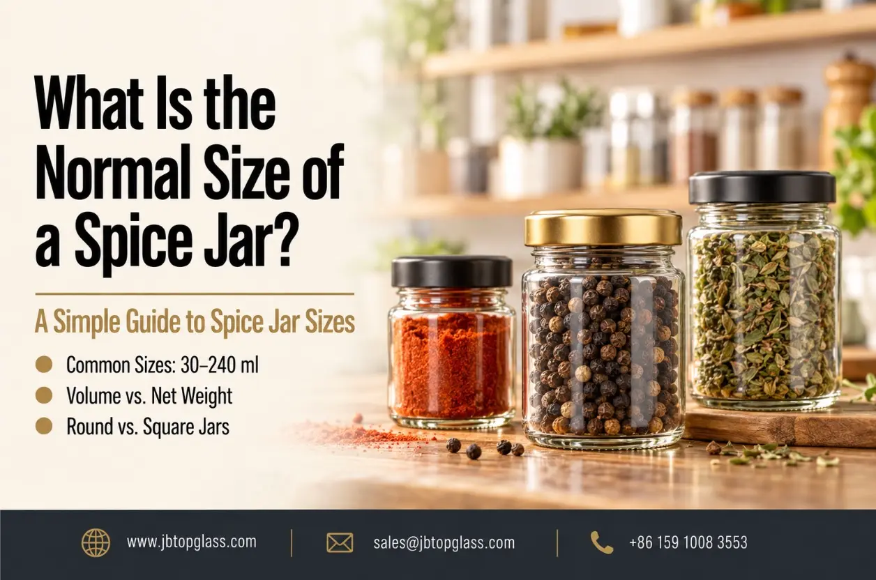 Common glass spice jar sizes for herbs and seasonings