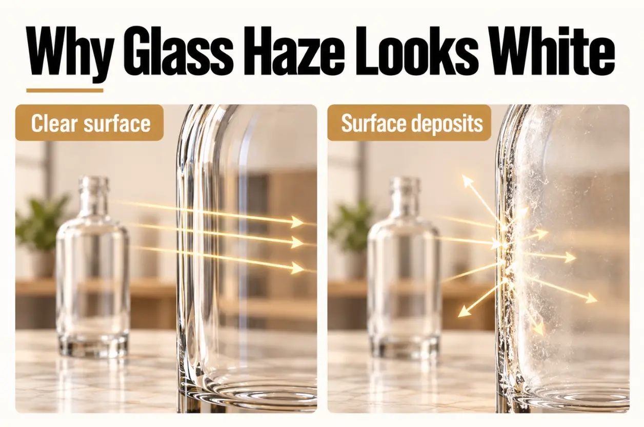 Light scattering from surface deposits and irregularities on glass